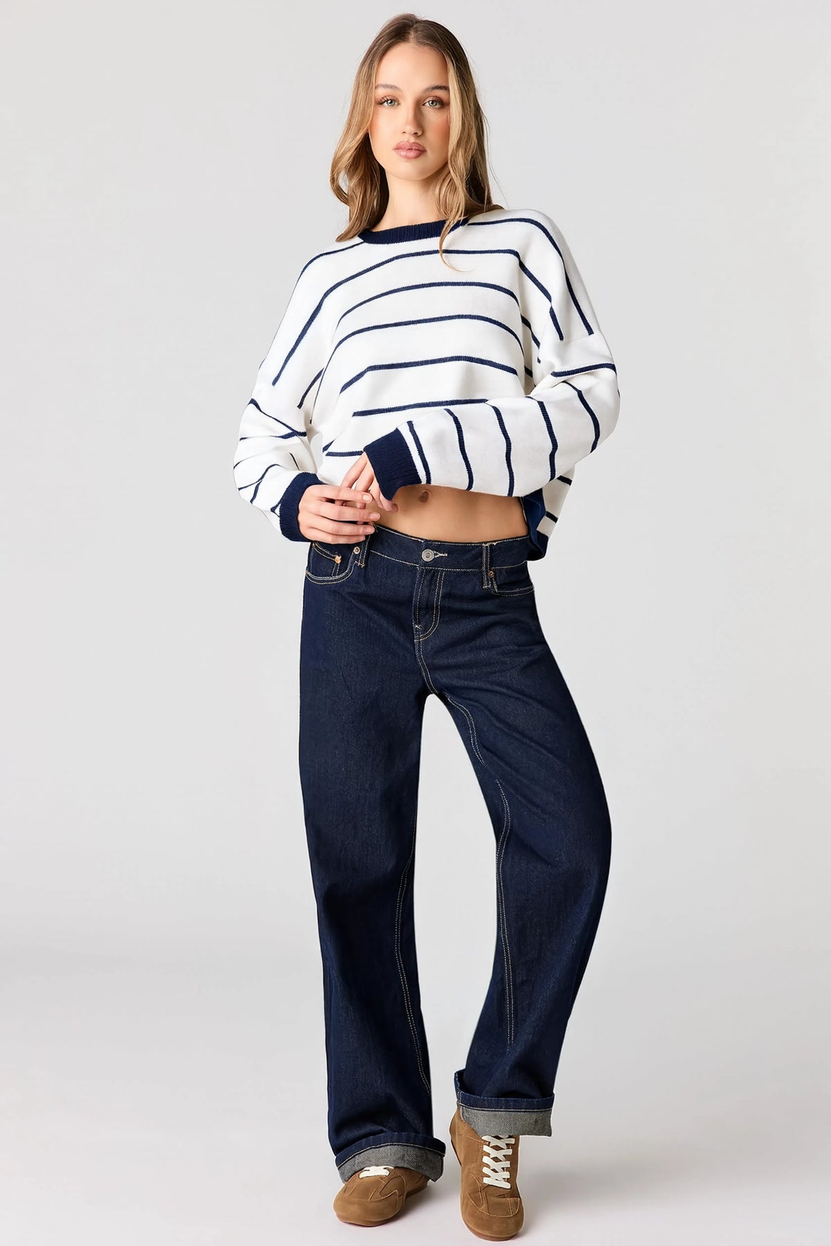 Alt View 3. Striped Sweater - White
