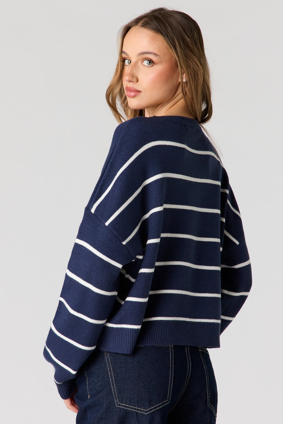 Alt View 2. Striped Sweater - Navy