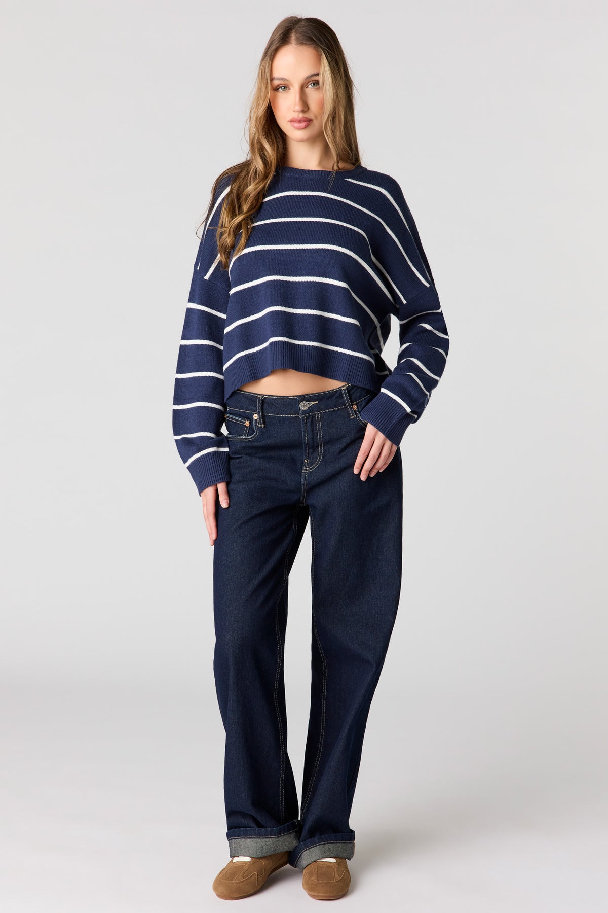 Alt View 3. Striped Sweater - Navy