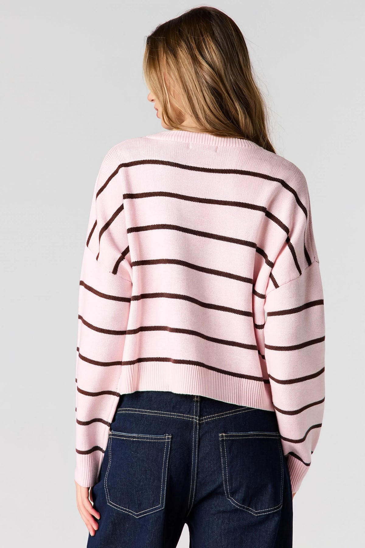 Alt View 2. Striped Sweater - Pink