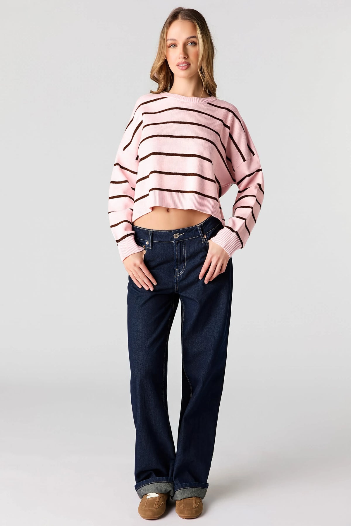 Alt View 3. Striped Sweater - Pink