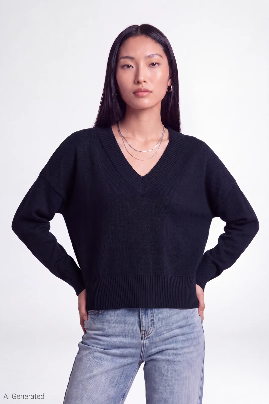 V-Neck Sweater - Navy