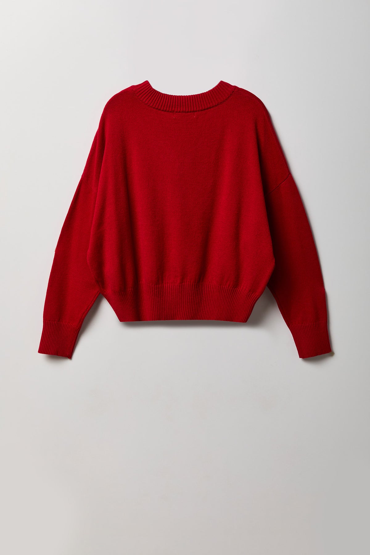 Alt View 2. V-Neck Sweater - Red