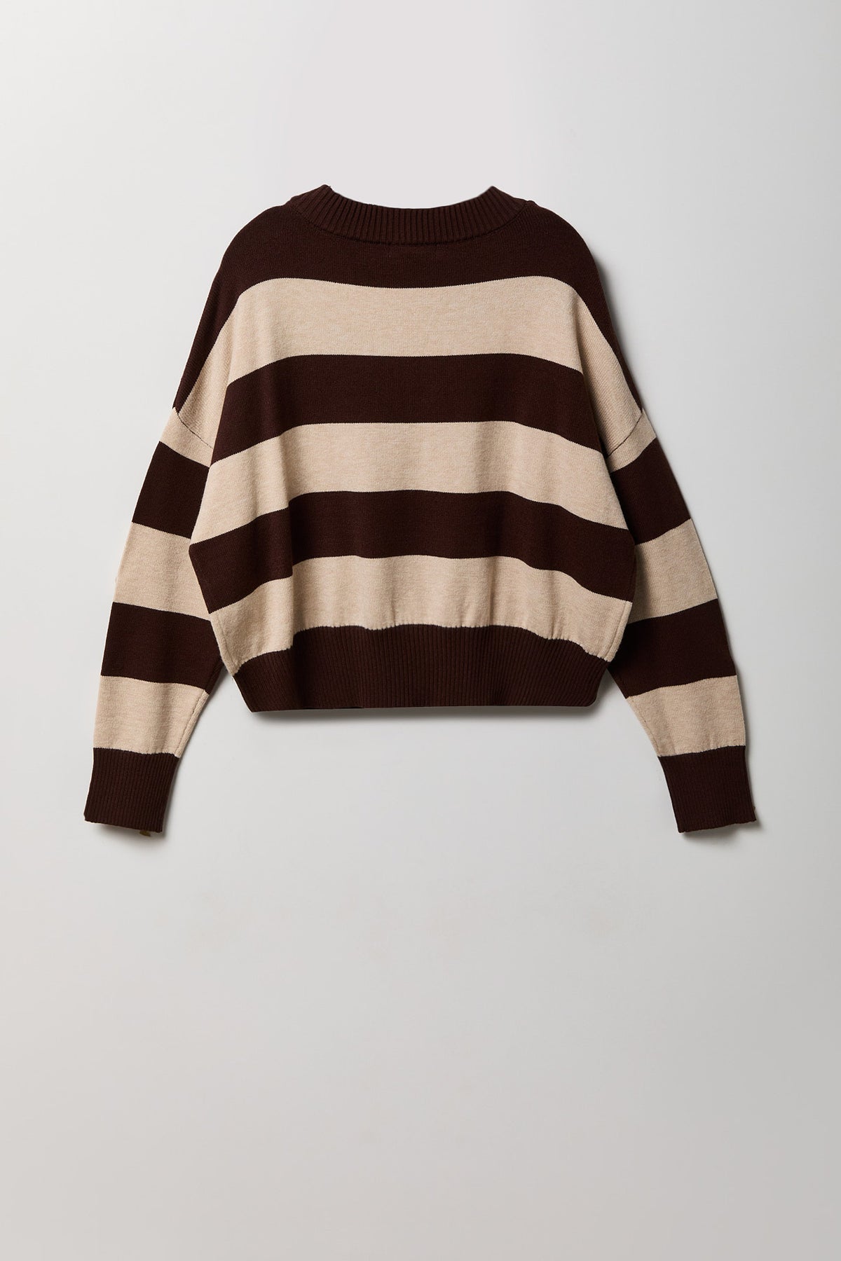 Alt View 2. Striped V-Neck Sweater - Oatmeal