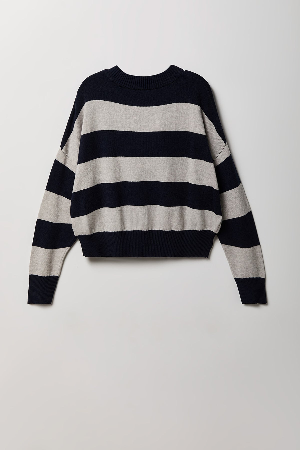 Alt View 2. Striped V-Neck Sweater - Navy