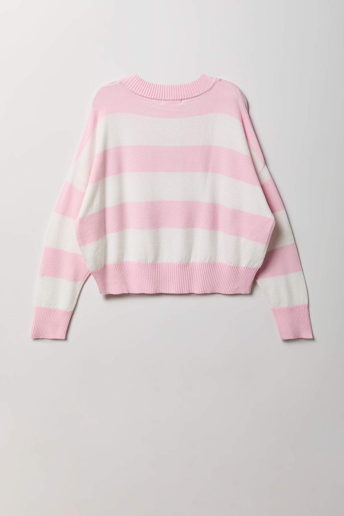 Alt View 2. Striped V-Neck Sweater - Pink