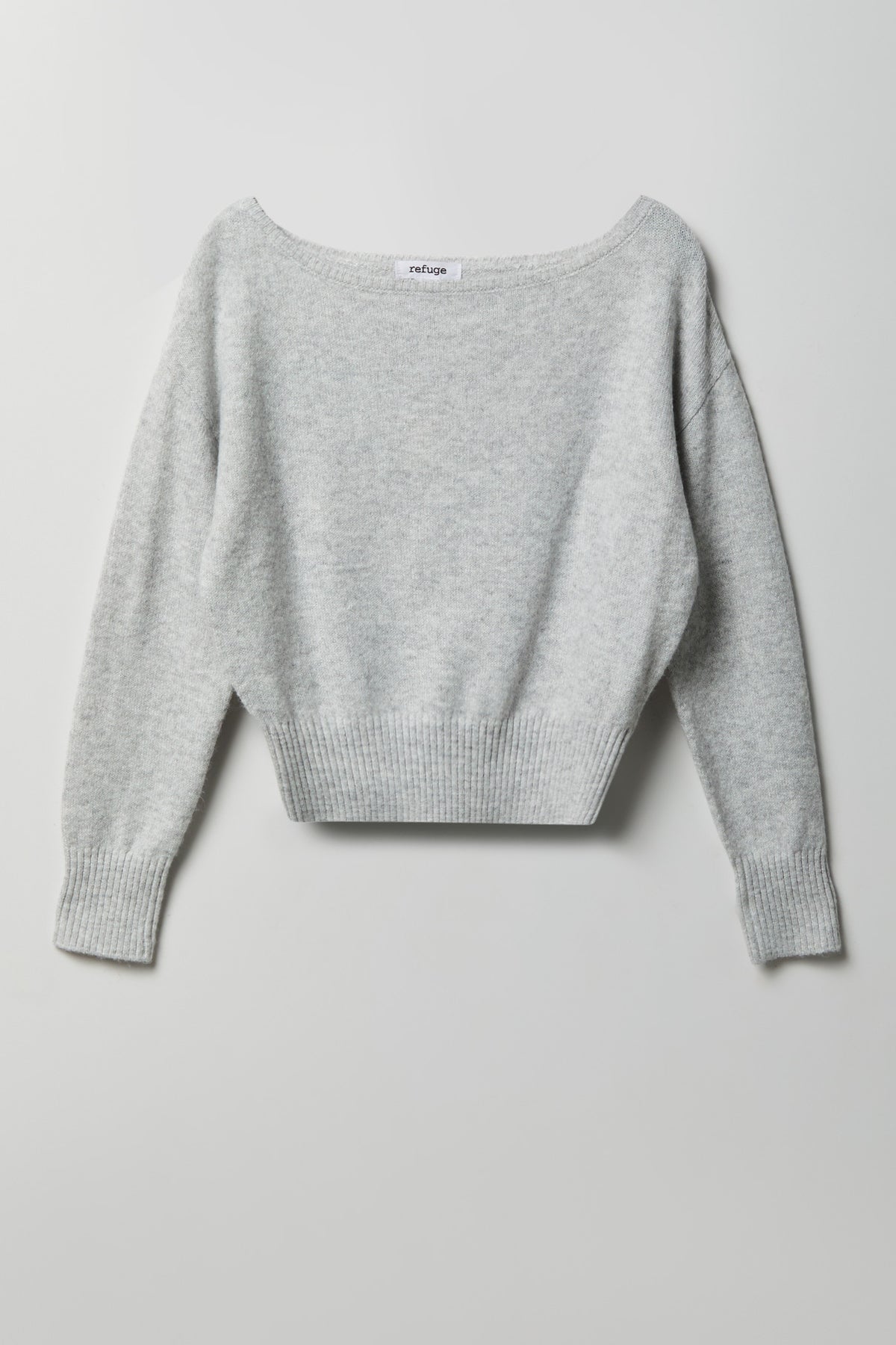 Mossy Knit Boatneck Sweater - Heather Grey