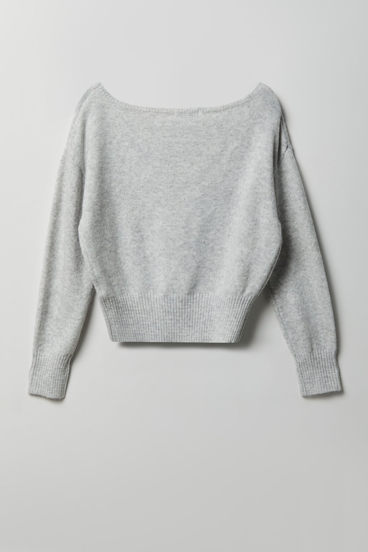 Alt View 2. Mossy Knit Boatneck Sweater - Heather Grey