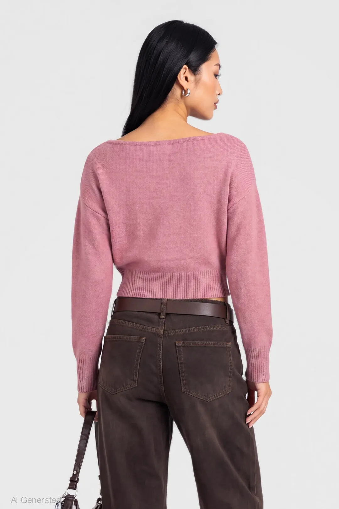 Alt View 14. Mossy Knit Boatneck Sweater - Grey Blue