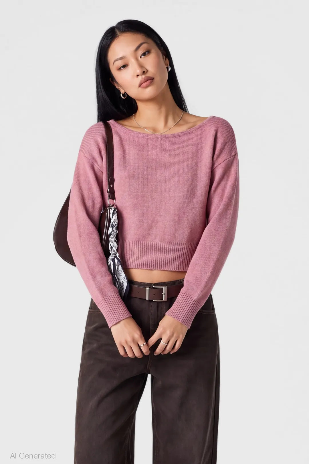 Alt View 13. Mossy Knit Boatneck Sweater - Grey Blue