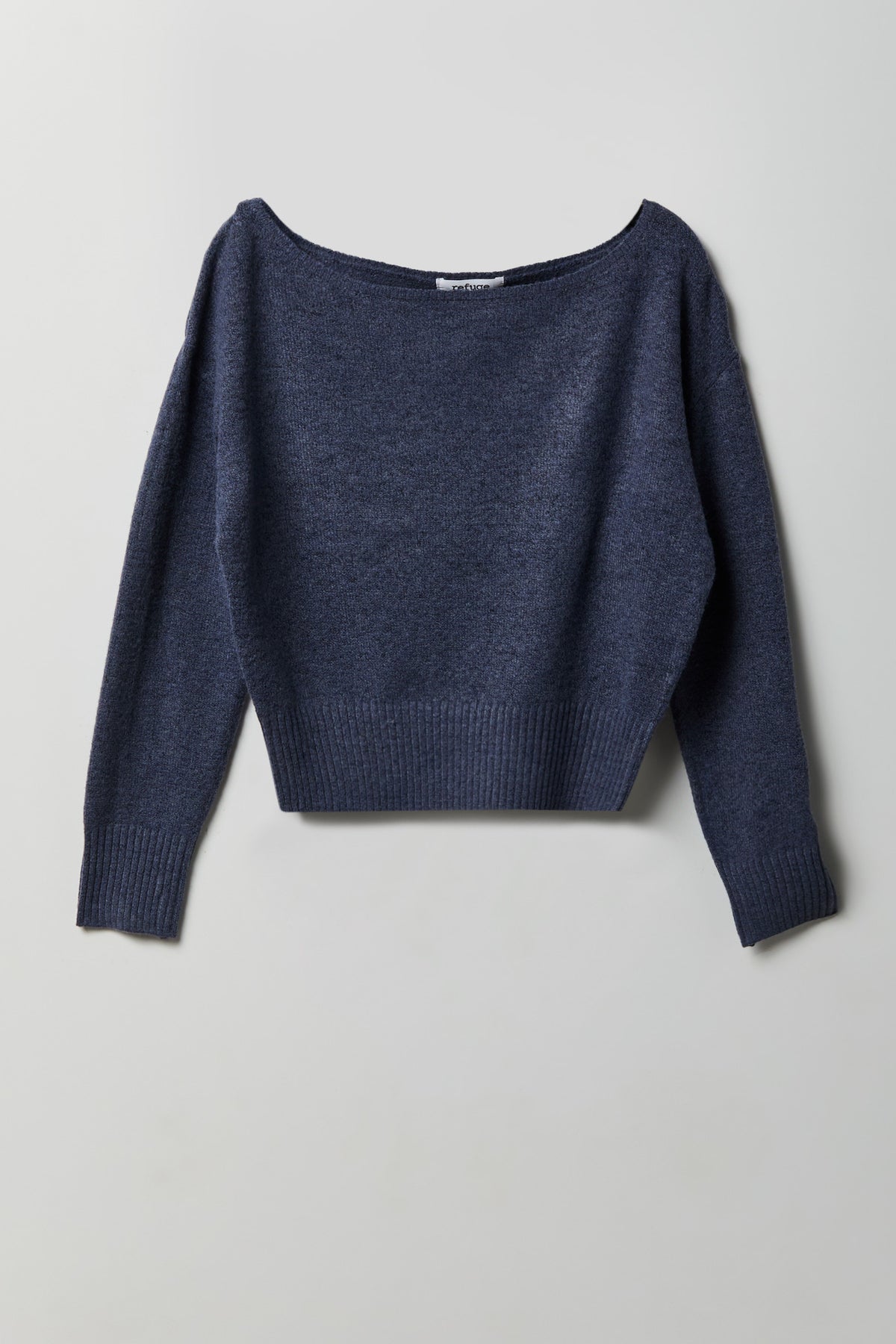 Alt View 5. Mossy Knit Boatneck Sweater - Grey Blue