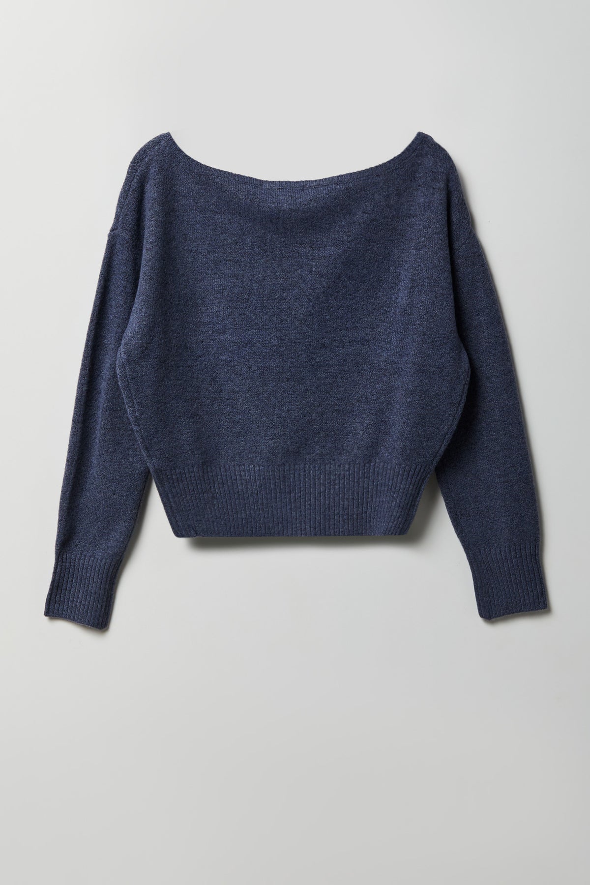 Alt View 6. Mossy Knit Boatneck Sweater - Grey Blue