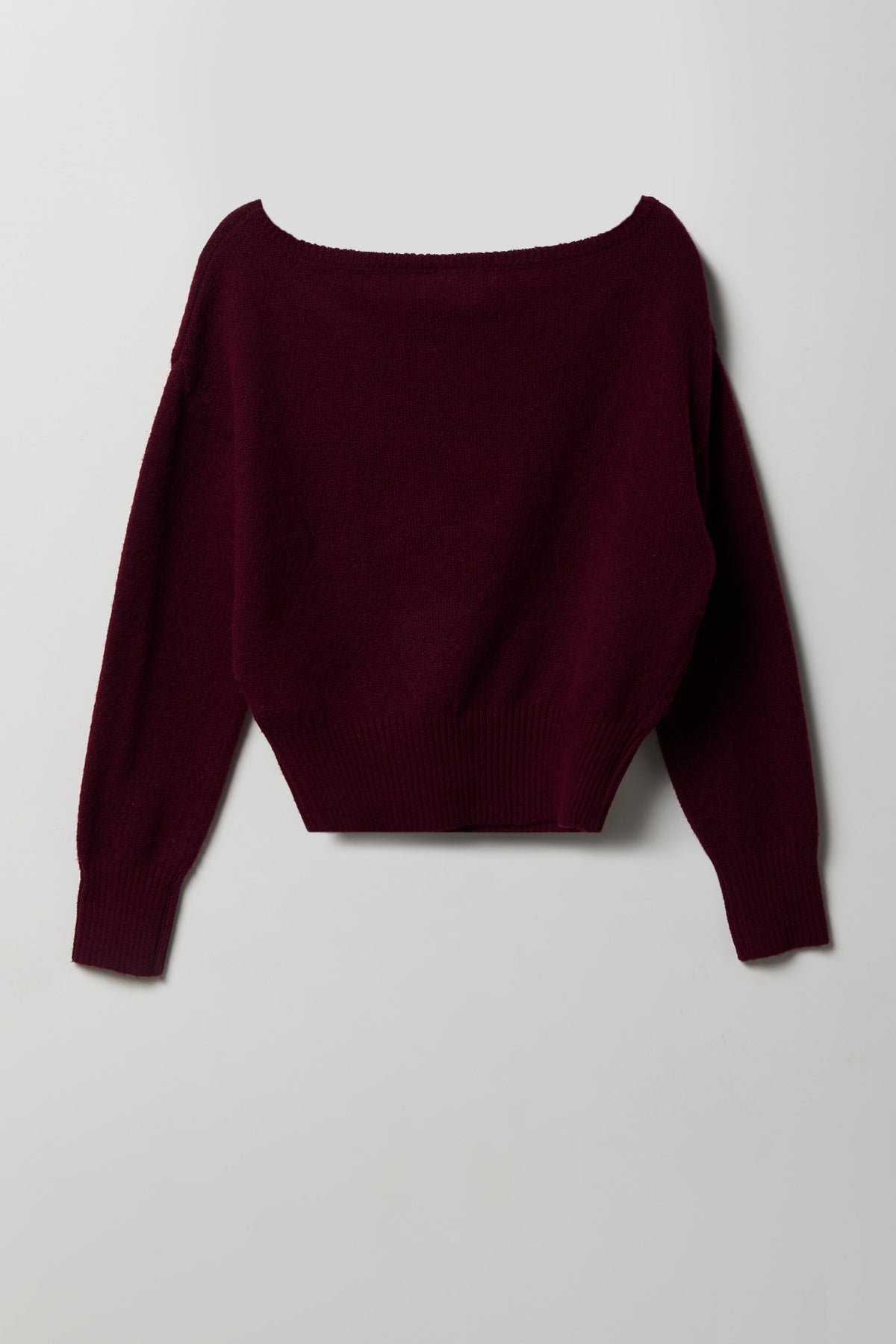 Alt View 6. Mossy Knit Boatneck Sweater - Plum