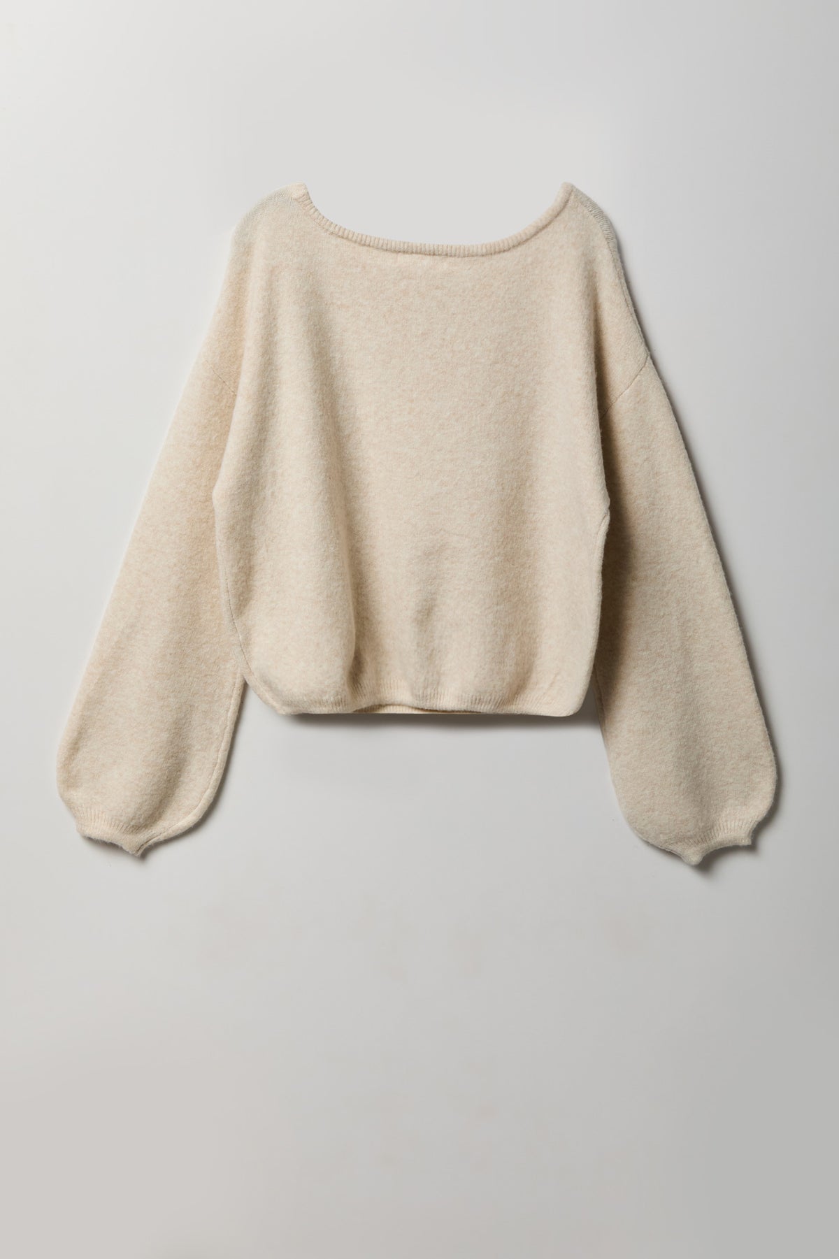 Alt View 2. Mossy Knit Boatneck Sweater - Oatmeal