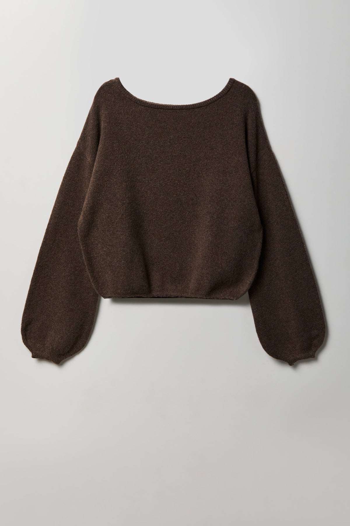 Mossy Knit Boatneck Sweater - Dark Brown