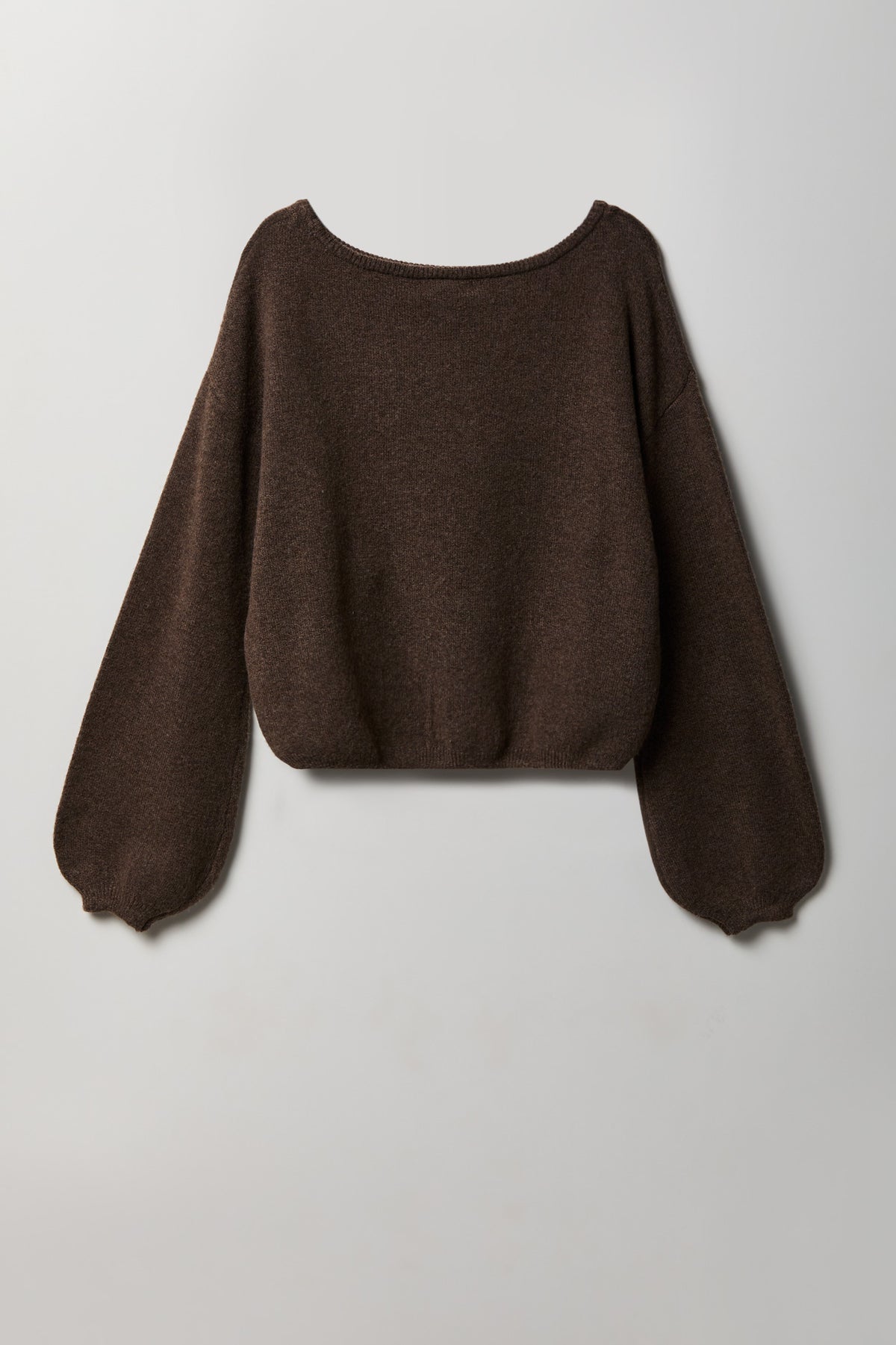 Alt View 2. Mossy Knit Boatneck Sweater - Dark Brown