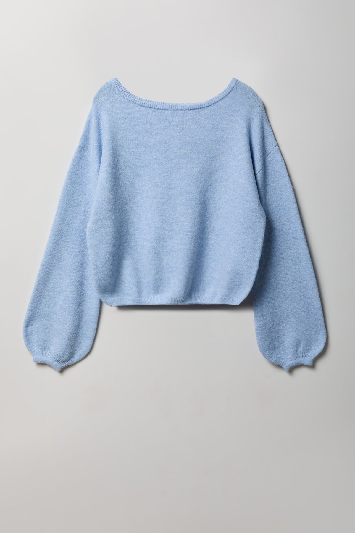 Mossy Knit Boatneck Sweater - Light Blue