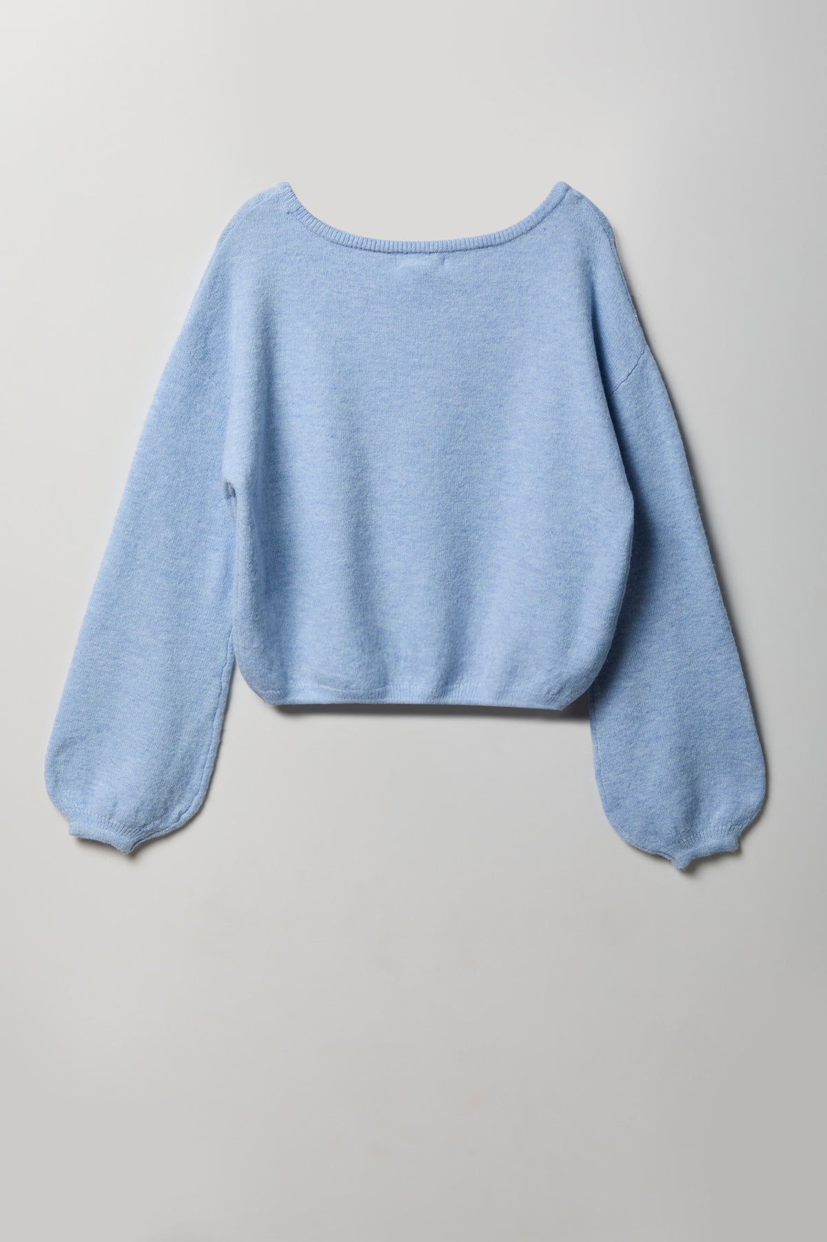 Alt View 2. Mossy Knit Boatneck Sweater - Light Blue