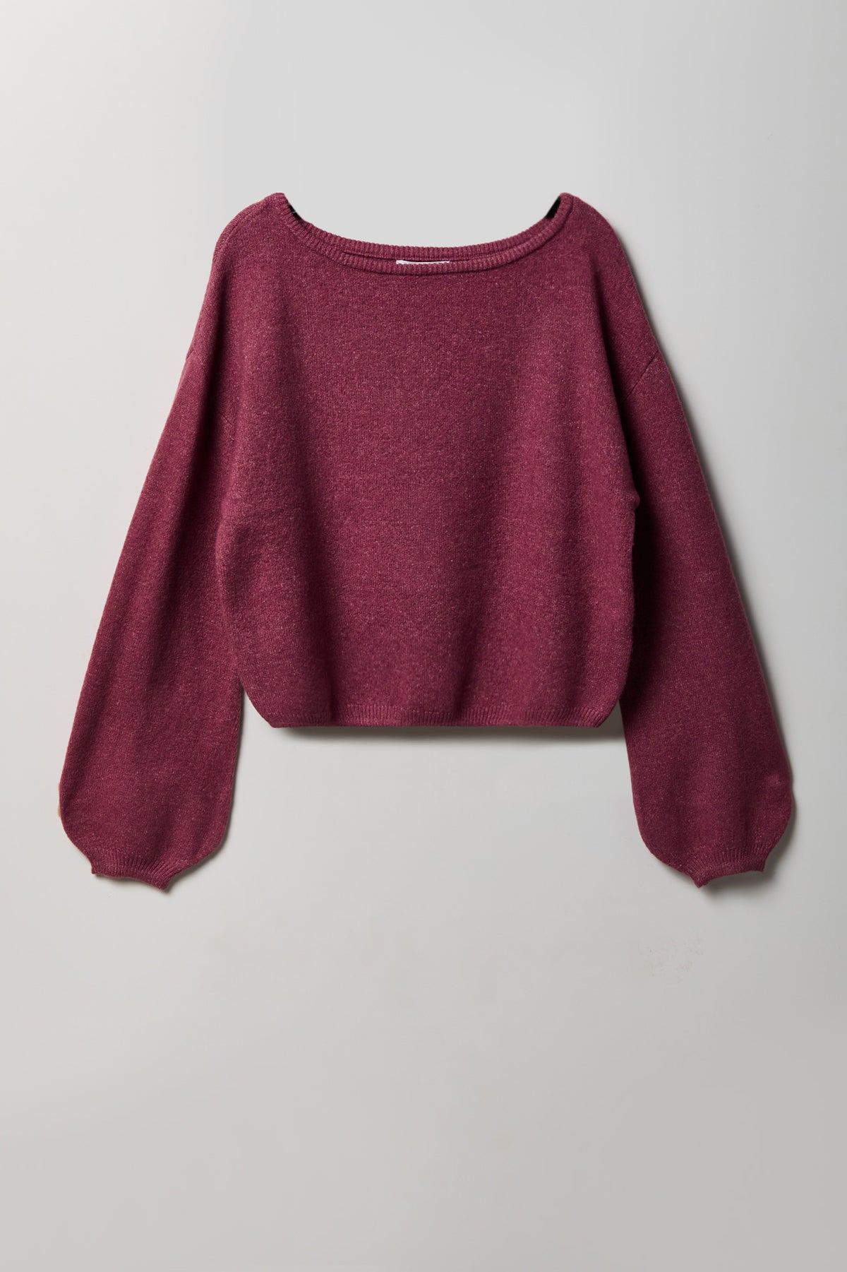Mossy Knit Boatneck Sweater - Plum
