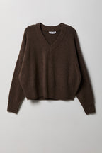 Mossy Knit V-Neck Sweater