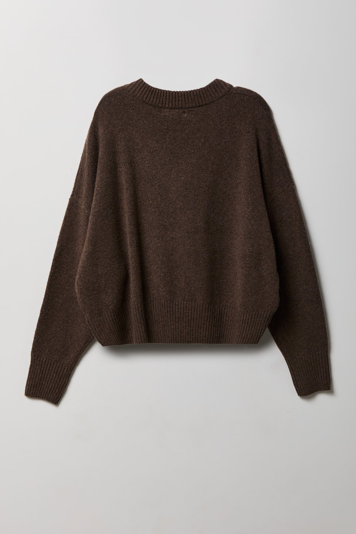 Alt View 2. Mossy Knit V-Neck Sweater - Dark Brown