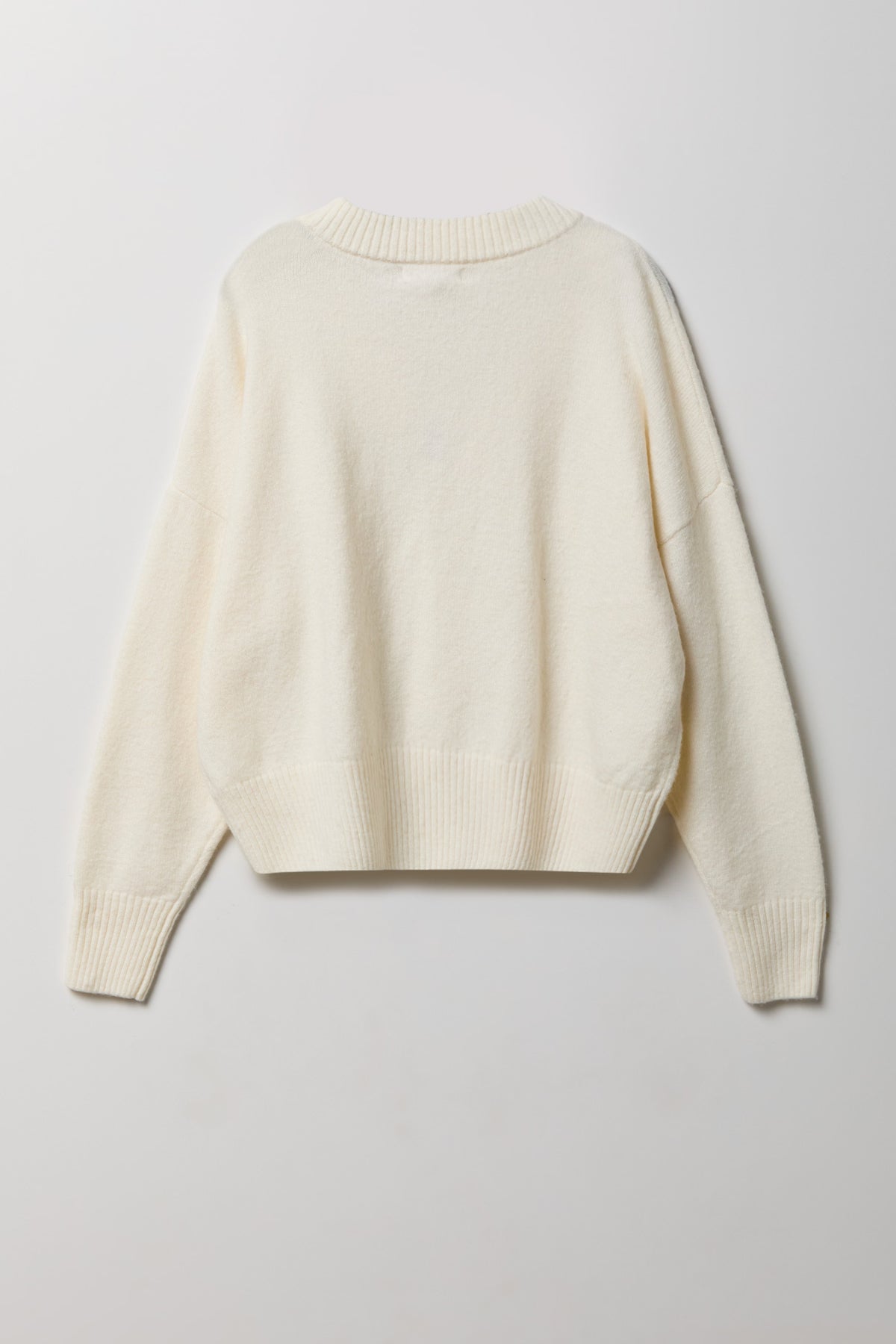 Alt View 2. Mossy Knit V-Neck Sweater - Ivory