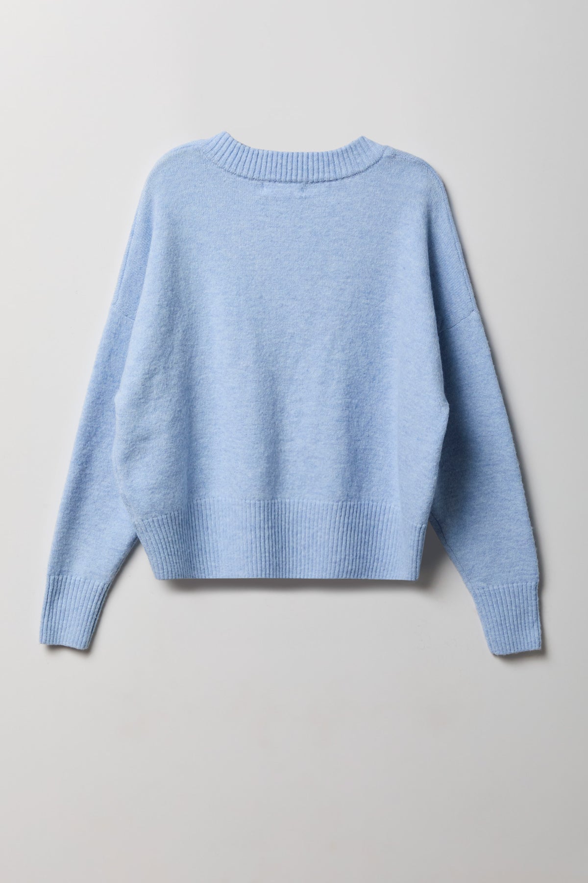 Alt View 2. Mossy Knit V-Neck Sweater - Light Blue