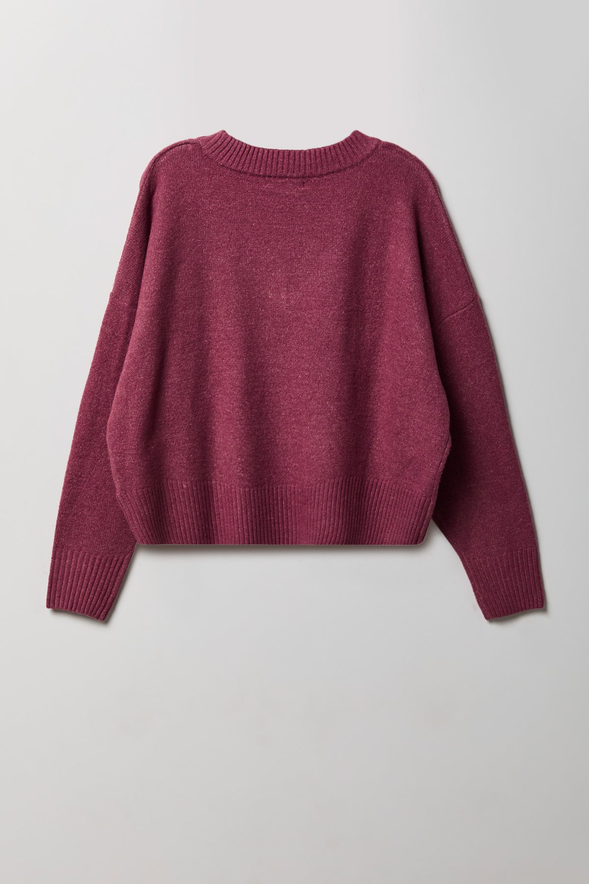Alt View 2. Mossy Knit V-Neck Sweater - Plum