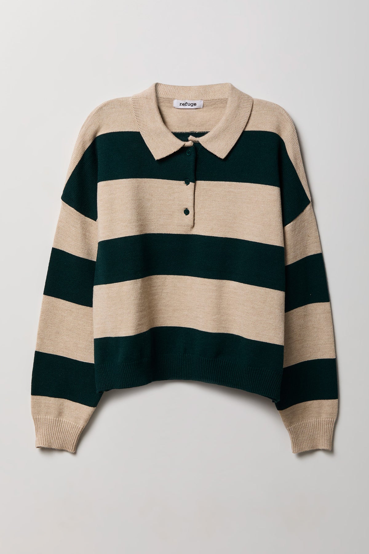 Striped Polo Sweater - Oatmeal