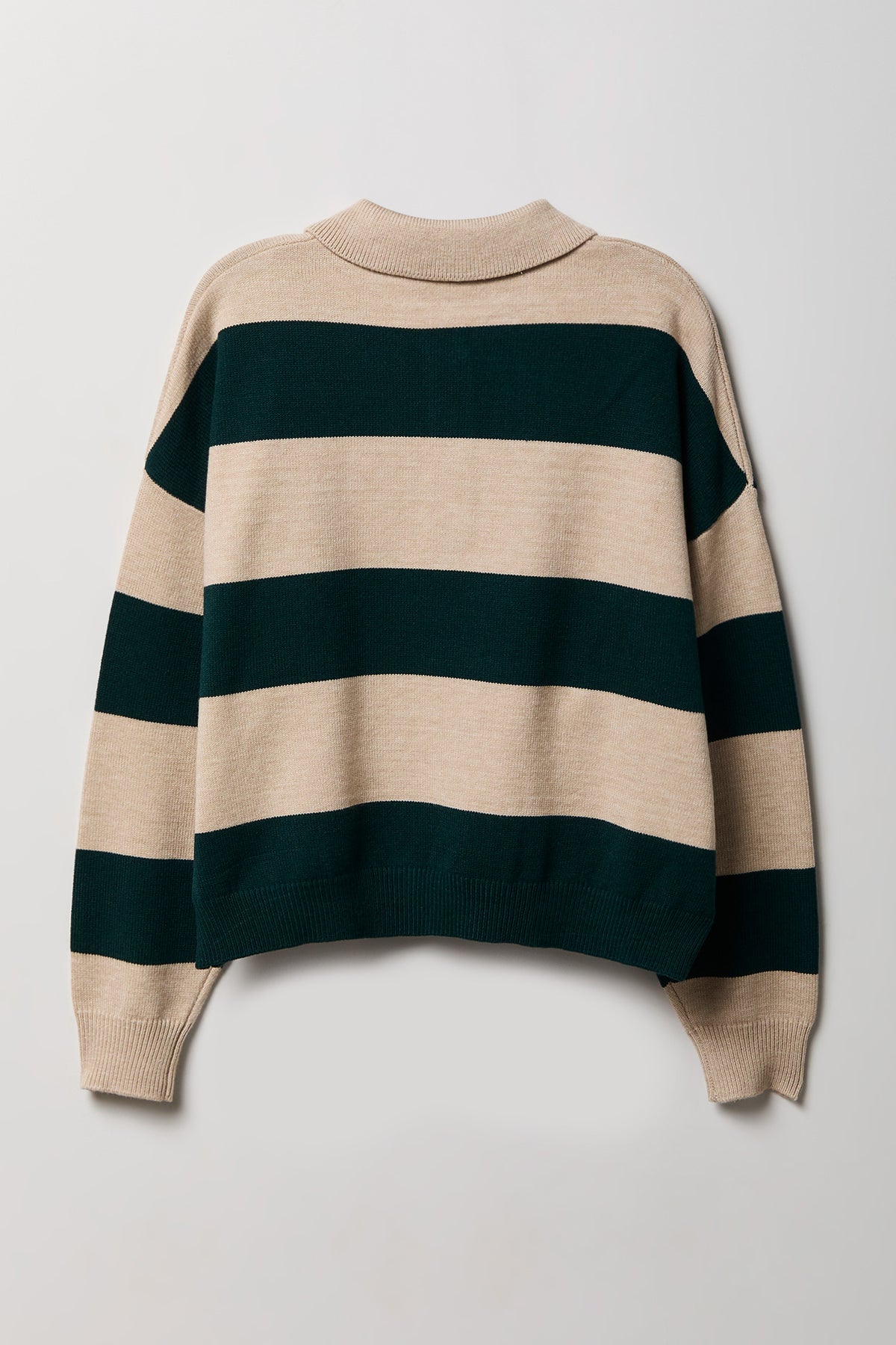 Alt View 2. Striped Polo Sweater - Oatmeal