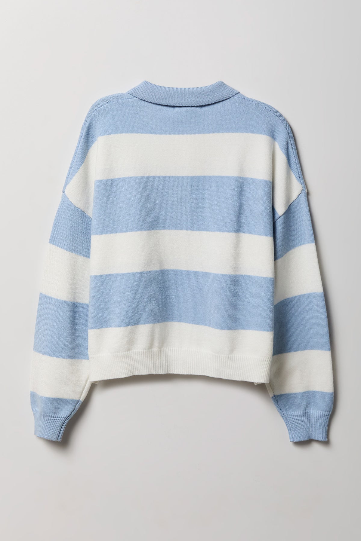 Alt View 2. Striped Polo Sweater - Light Blue
