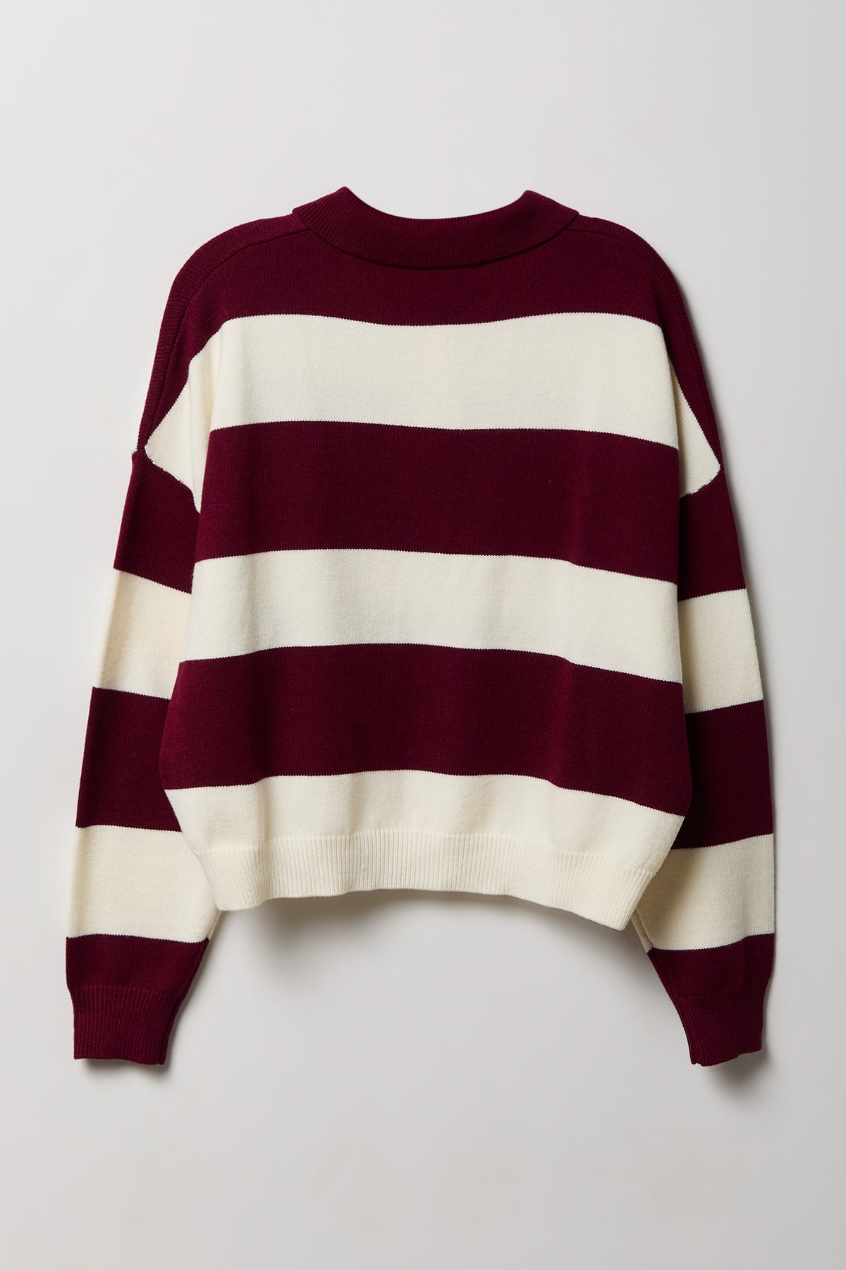 Alt View 2. Striped Polo Sweater - Burgundy