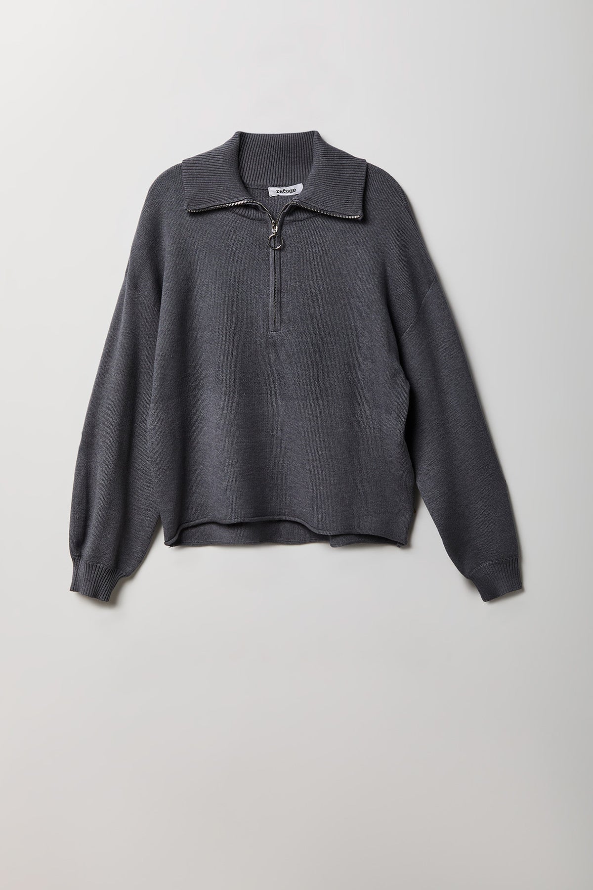 Alt View 2. Quarter Zip Sweater - Charcoal