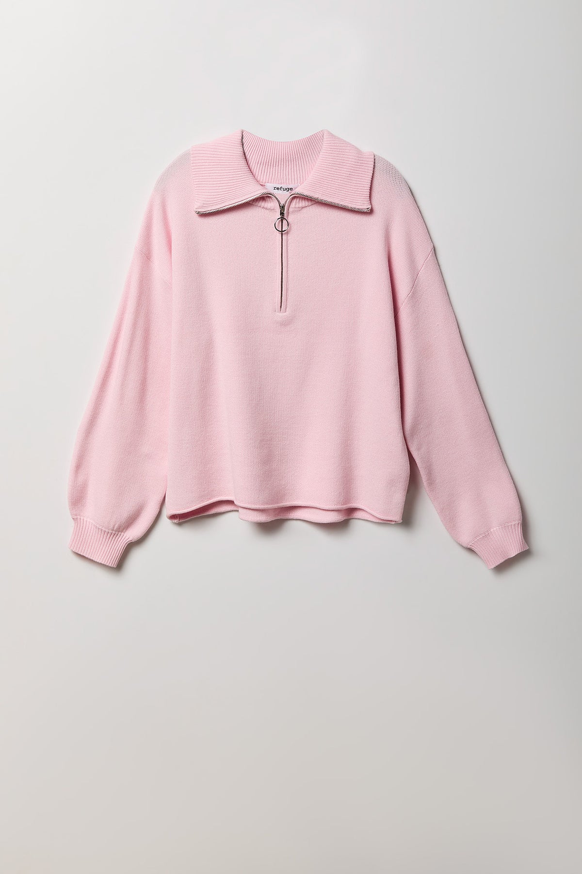 Quarter Zip Sweater - Light Pink
