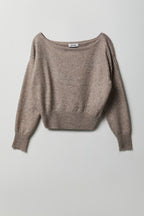 Mossy Knit Rhinestone Boatneck Sweater