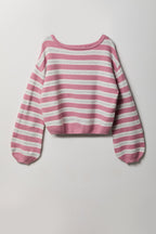 Striped Mossy Knit Boatneck Sweater