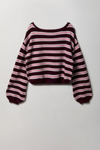 Striped Mossy Knit Boatneck Sweater