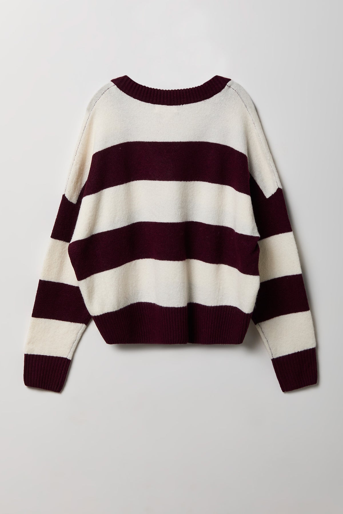 Alt View 2. Striped Mossy Knit V-Neck Sweater - Ivory