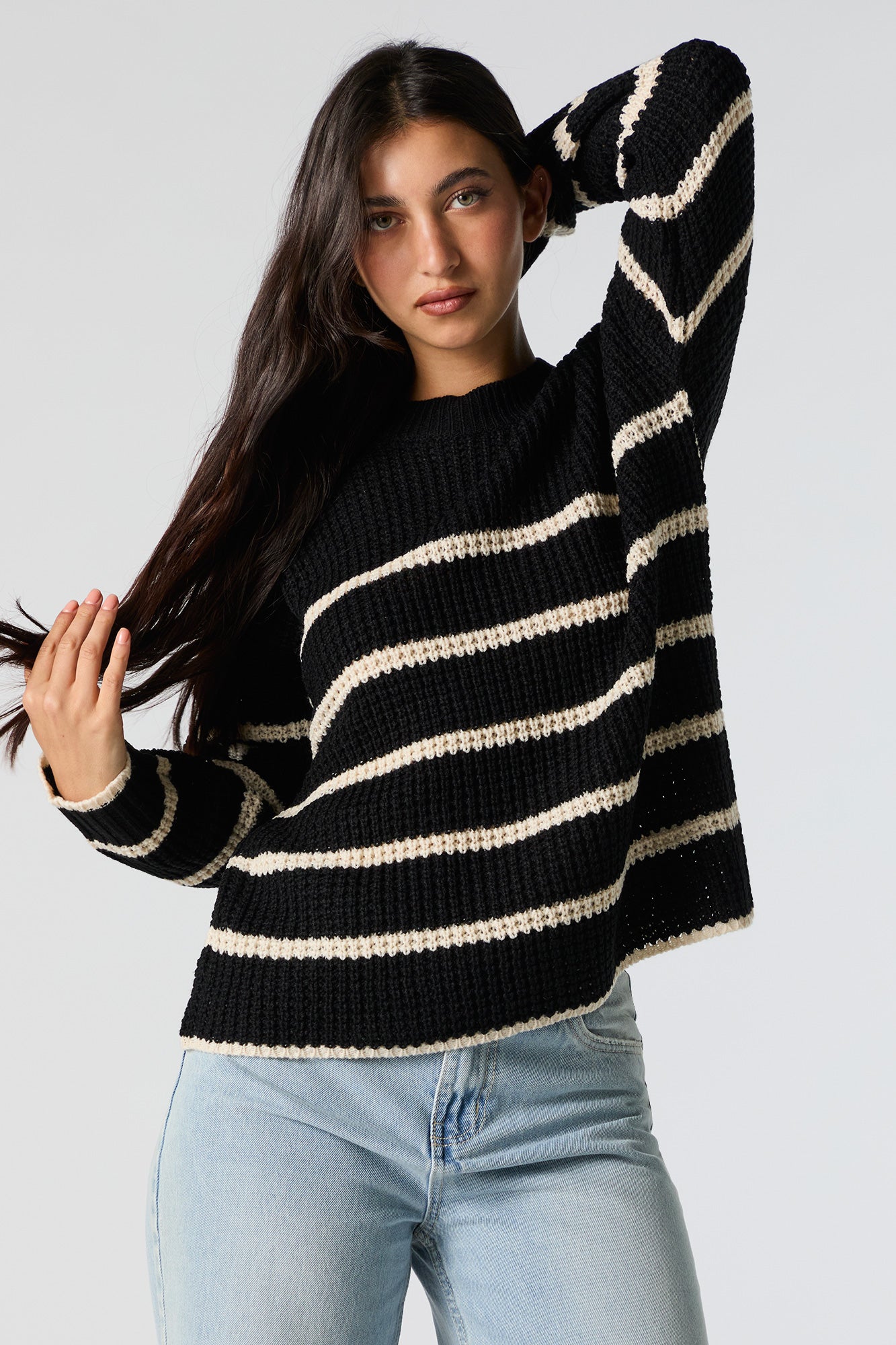 Striped Waffle Knit Sweater