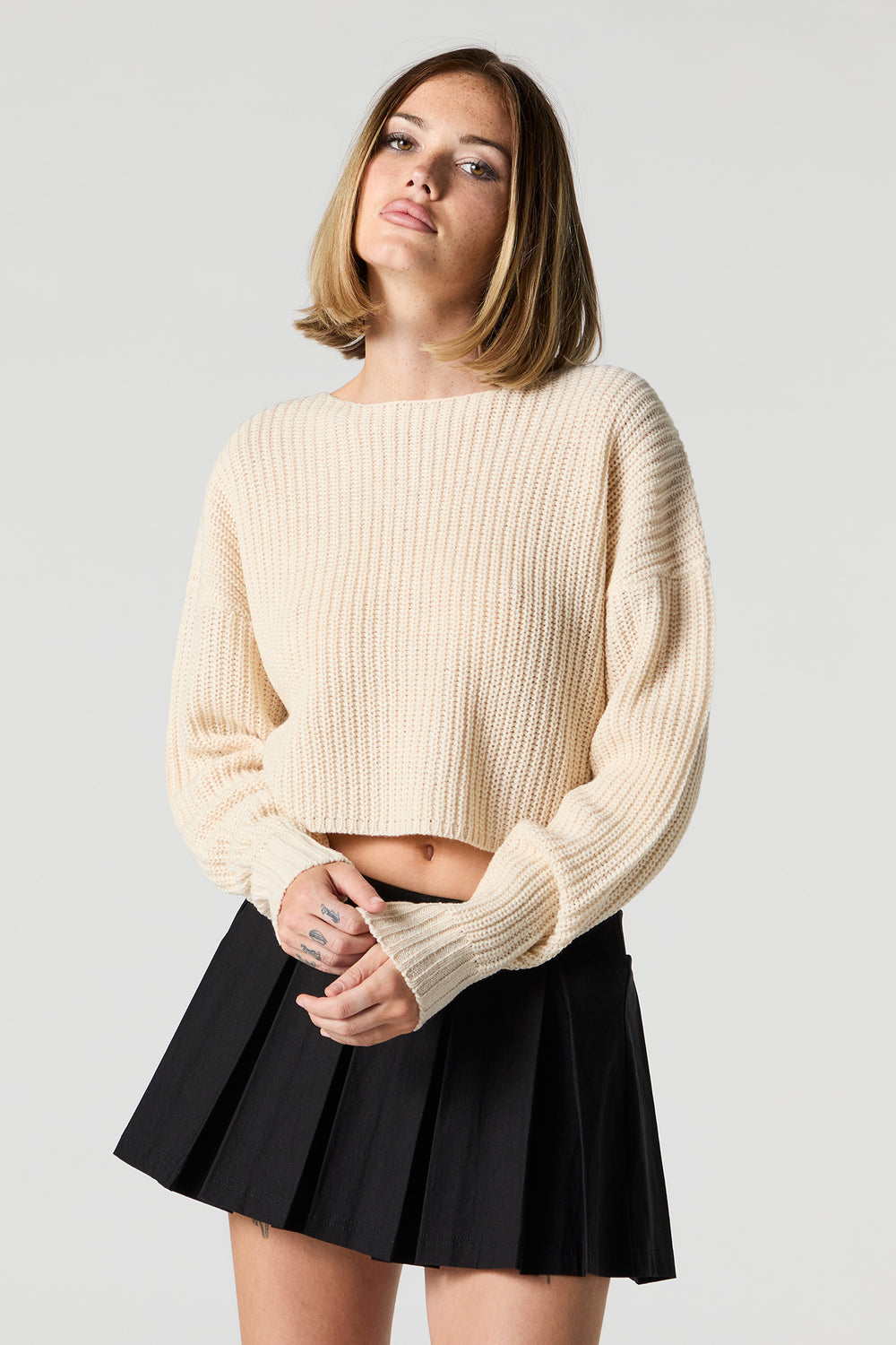 Ribbed Knit Skimmer Sweater Ribbed Knit Skimmer Sweater 1