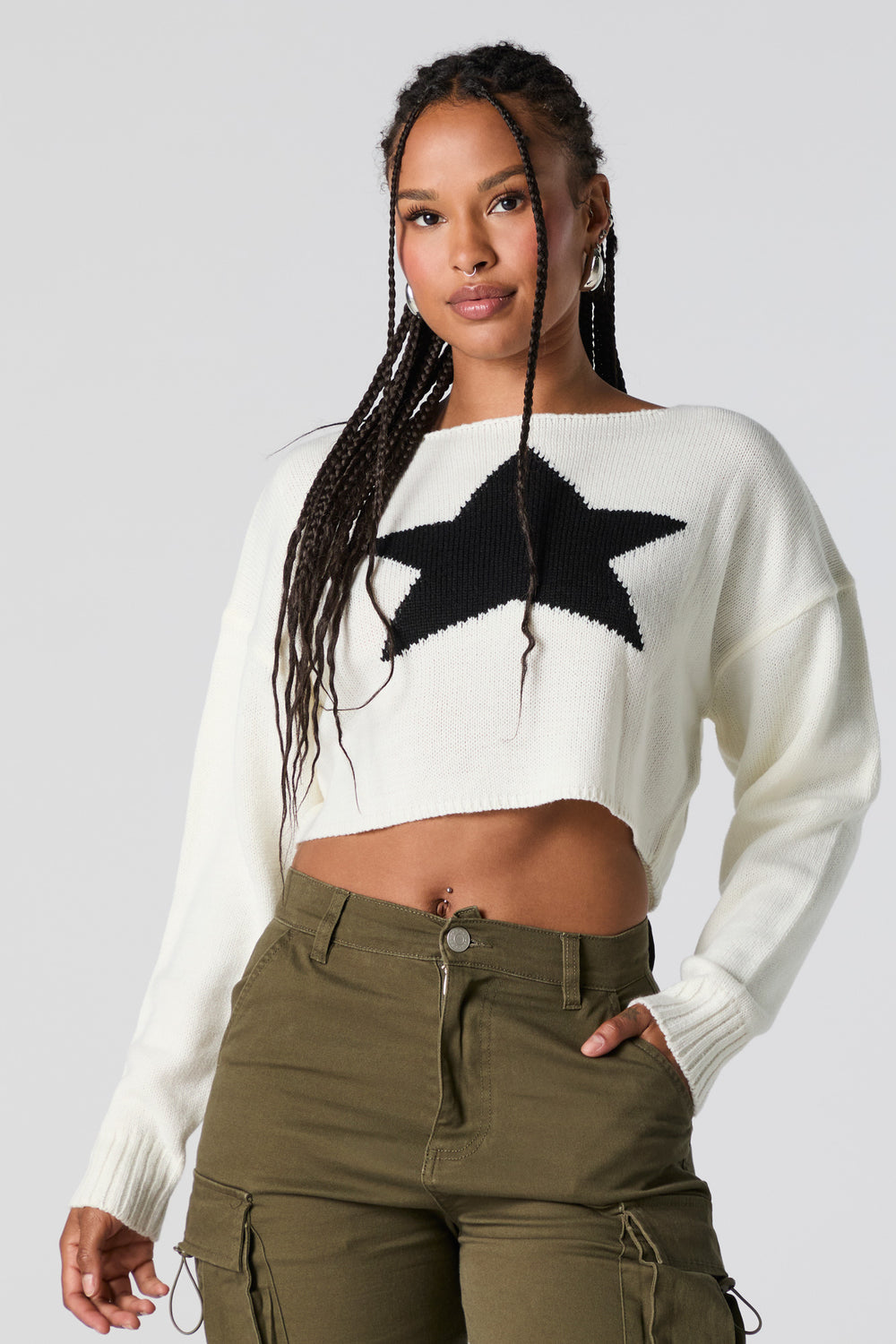 Star Jacquard Knit Cropped Sweater Star Jacquard Knit Cropped Sweater 1