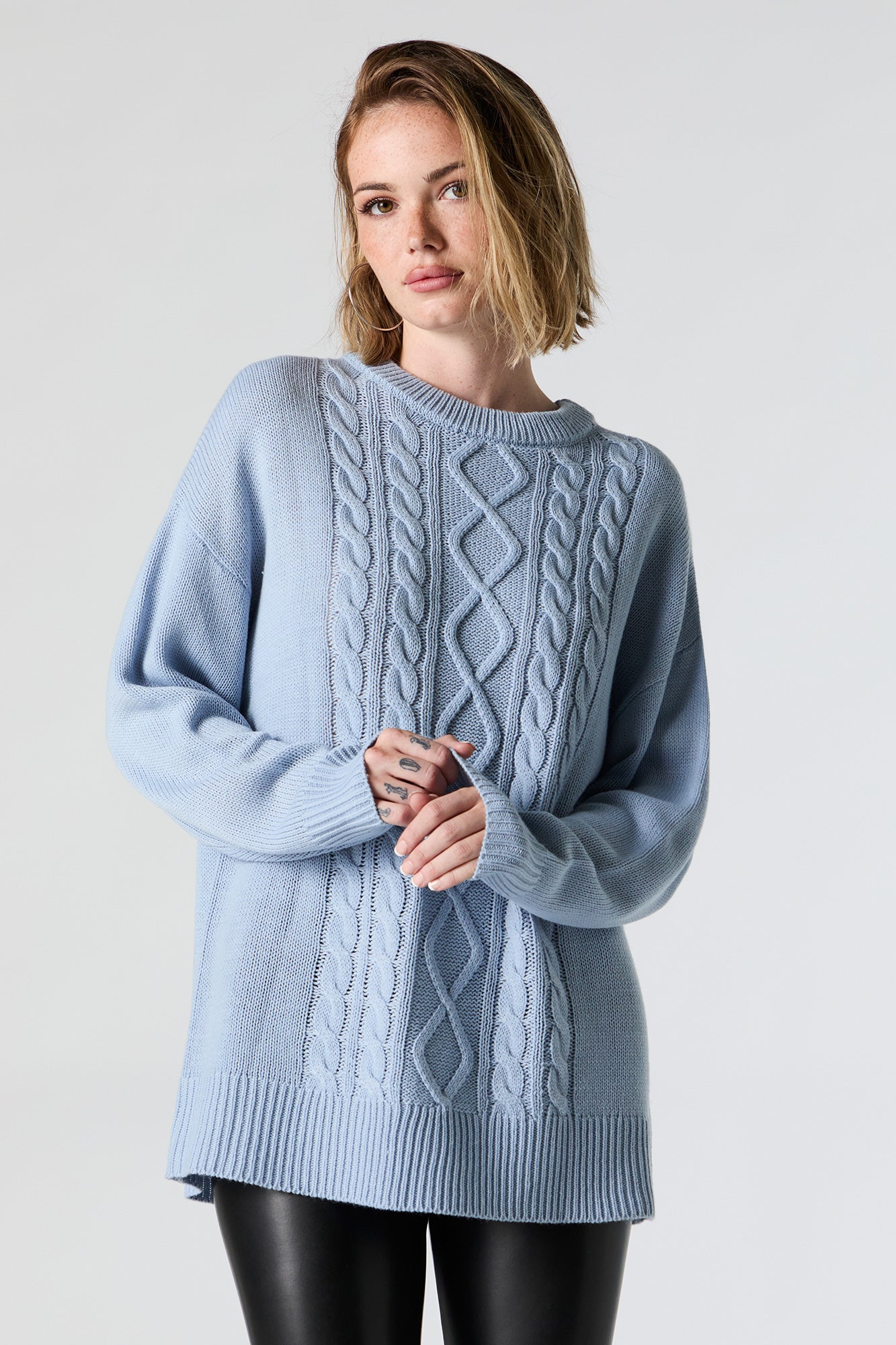 Tunic cable knit sweaters sales