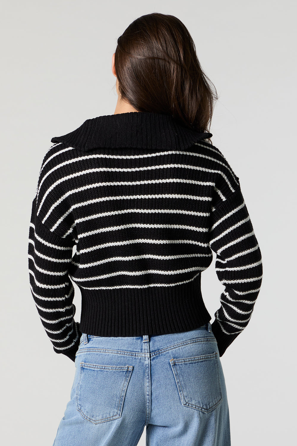 Striped Ribbed Knit Quarter Zip Sweater Striped Ribbed Knit Quarter Zip Sweater 5