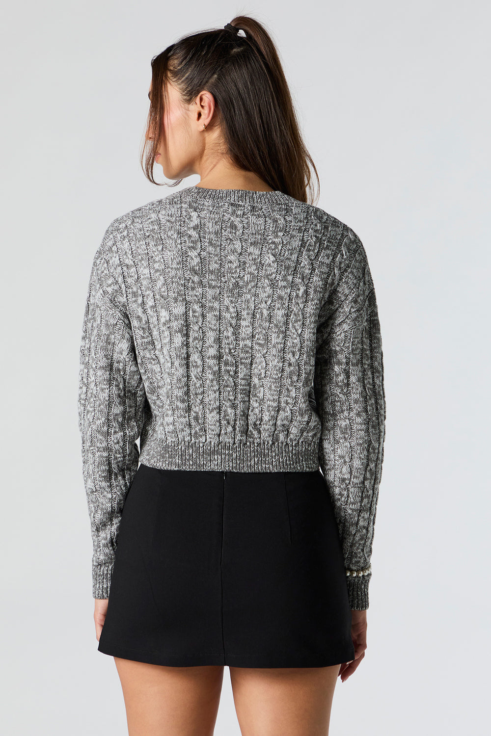 Cable Knit V-Neck Cropped Sweater Cable Knit V-Neck Cropped Sweater 2