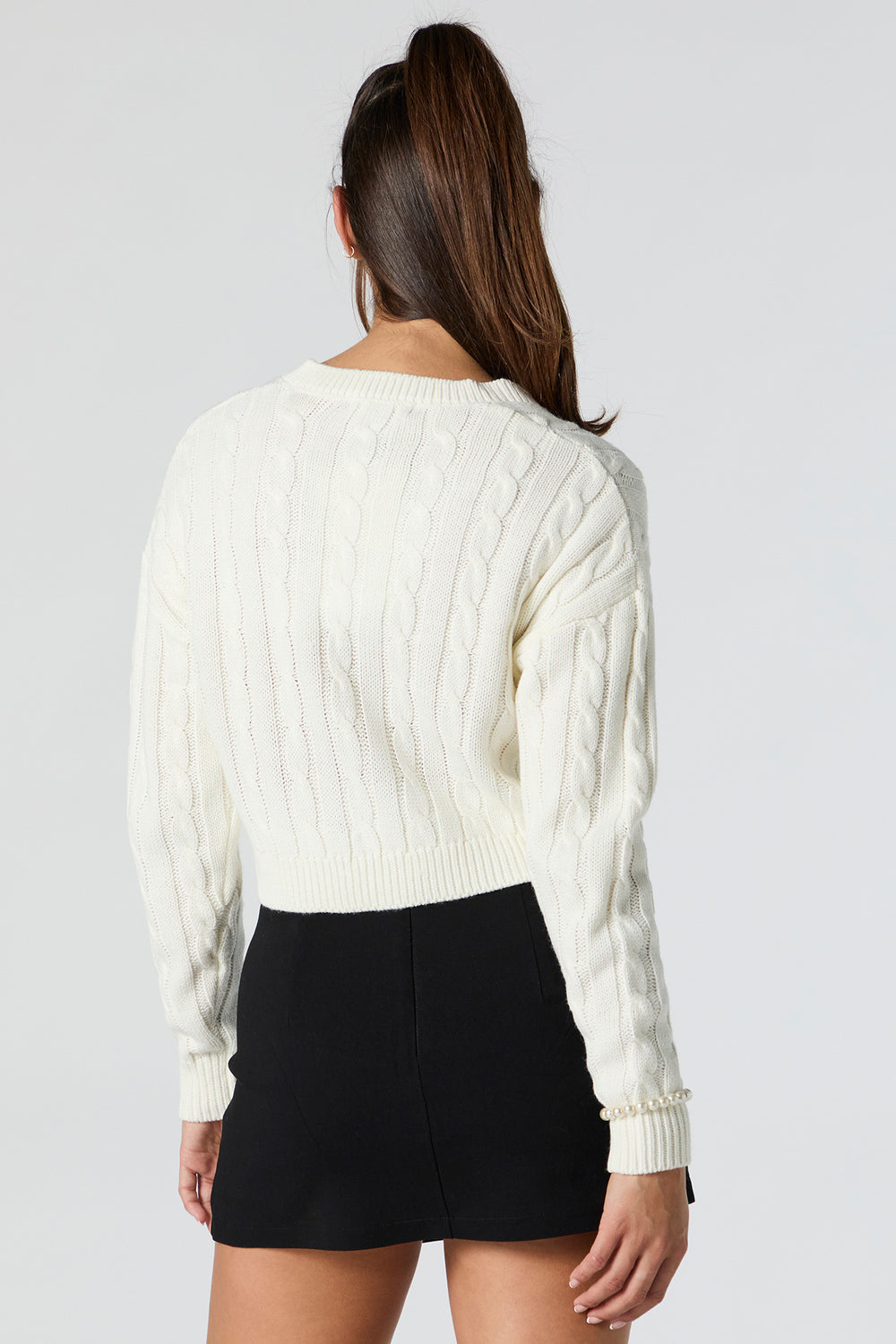 Cable Knit V-Neck Cropped Sweater Cable Knit V-Neck Cropped Sweater 5