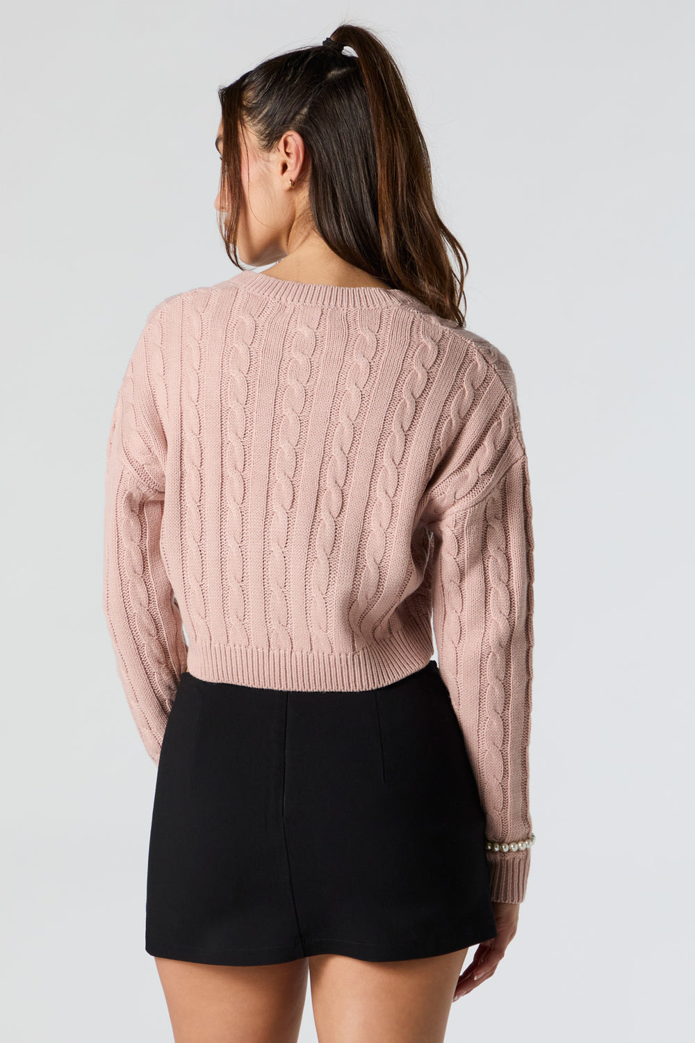 Cable Knit V-Neck Cropped Sweater Cable Knit V-Neck Cropped Sweater 8