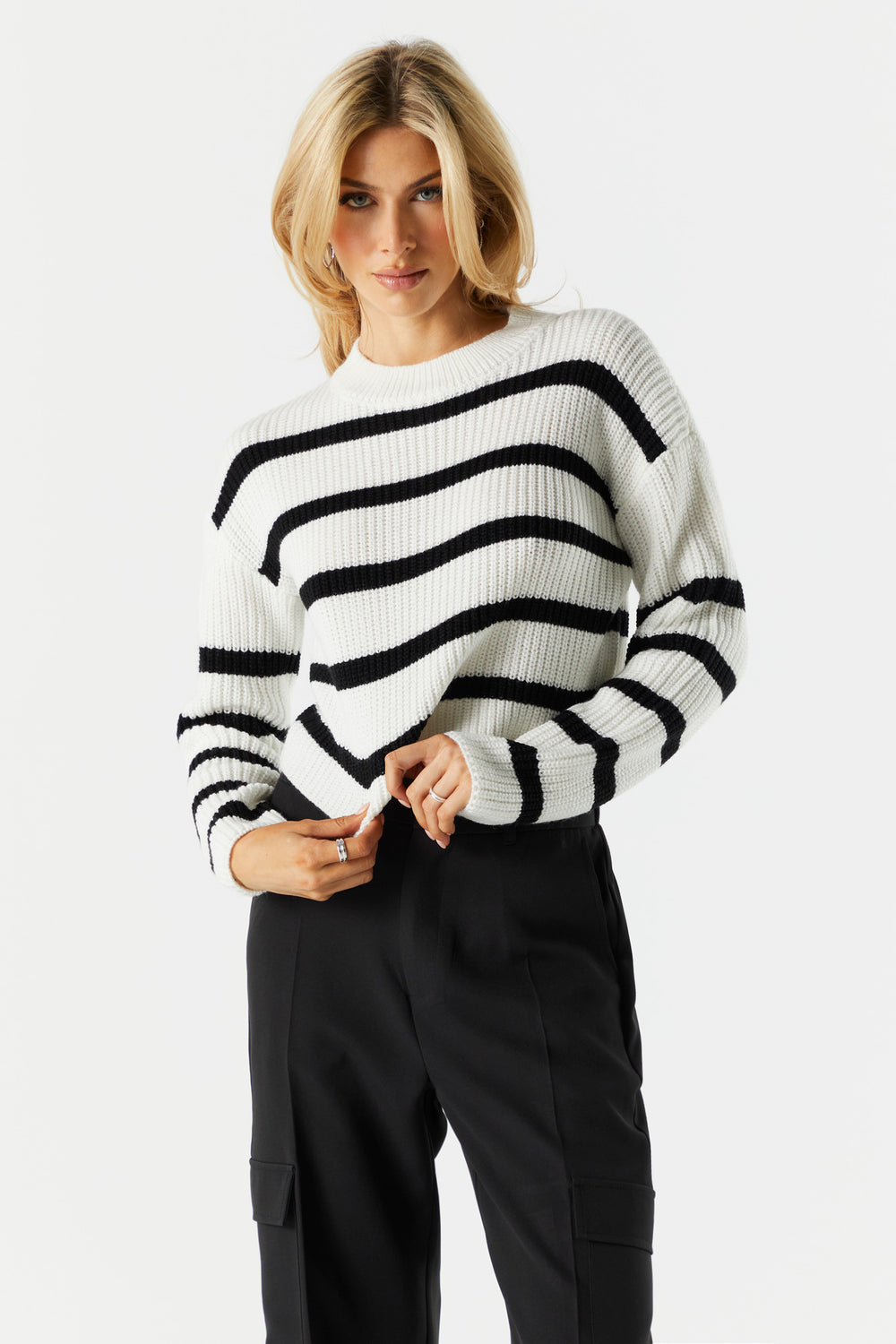 Round Neck Long Sleeve Striped Sweater Round Neck Long Sleeve Striped Sweater 7