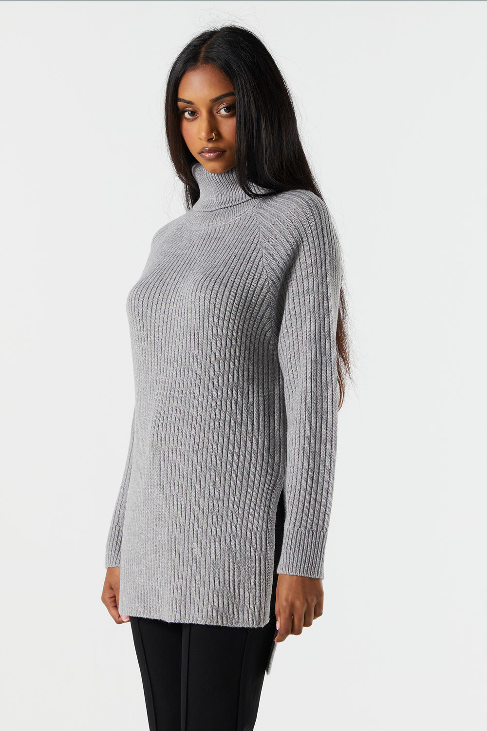 Ribbed Knit Turtleneck Tunic Ribbed Knit Turtleneck Tunic 4