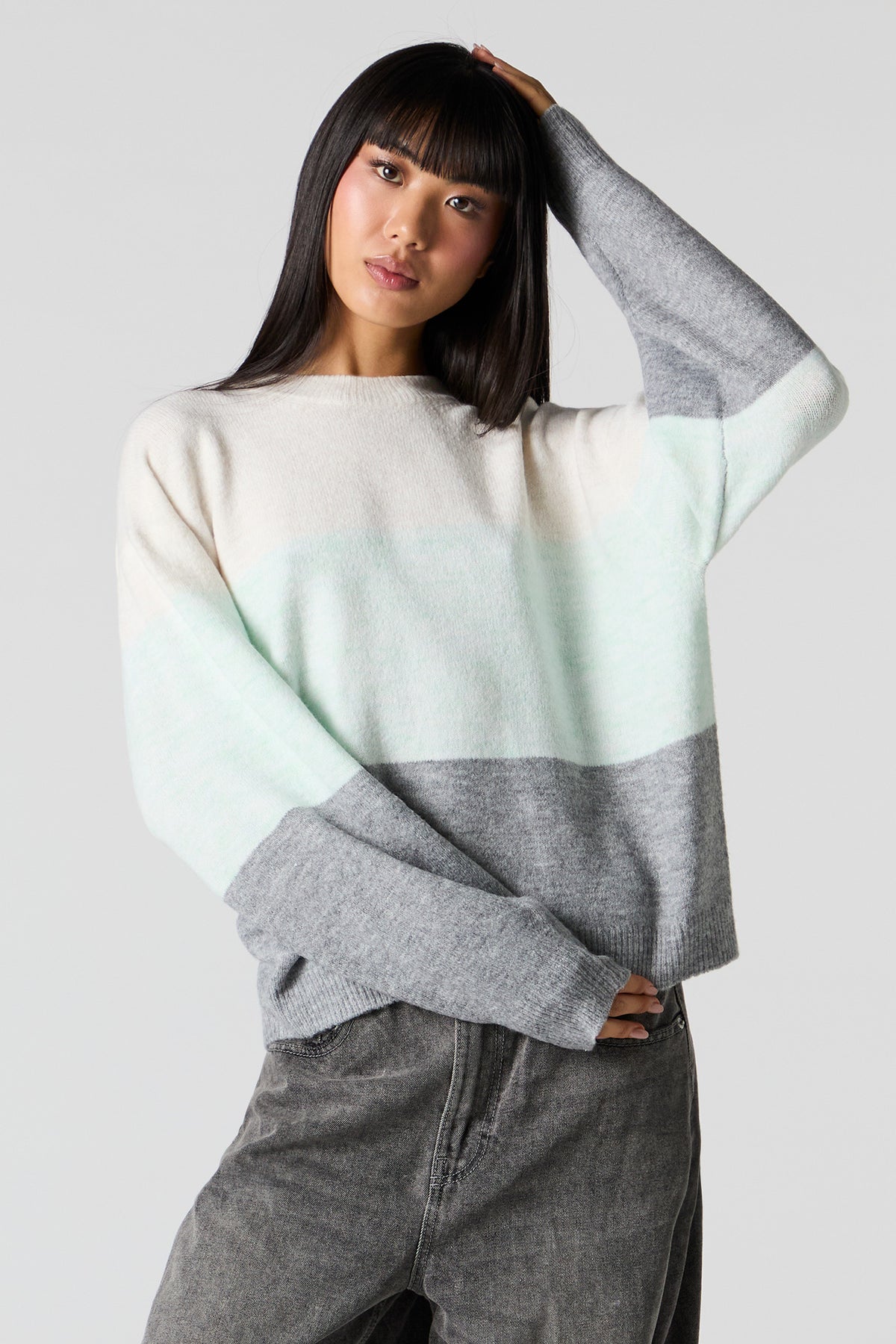 Mossy Knit Colourblock Sweater