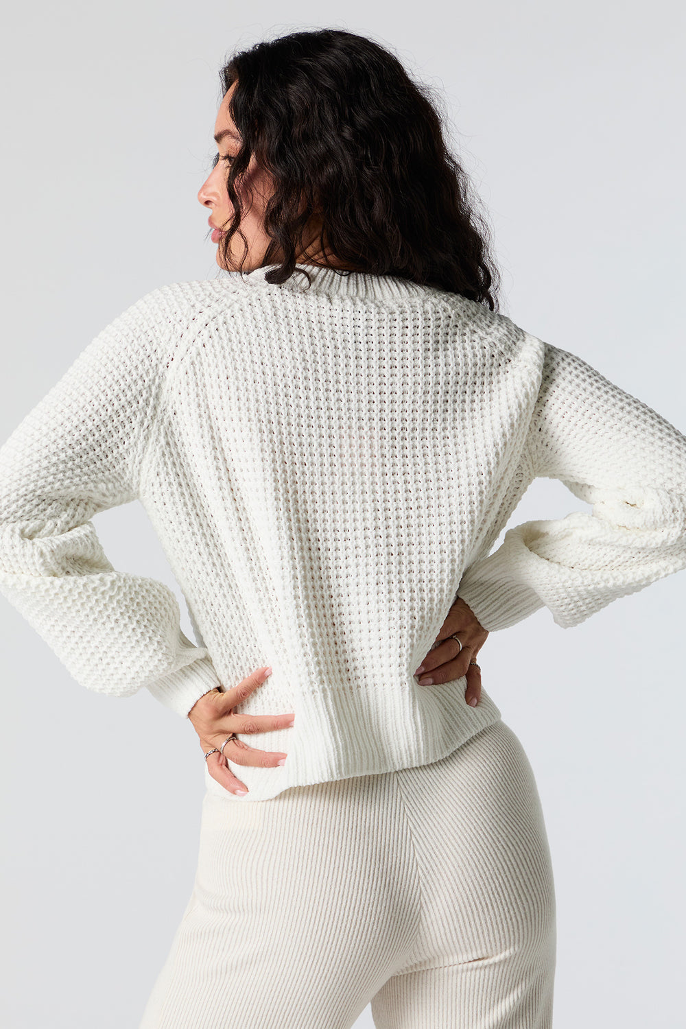 Waffle Knit Cropped Sweater Waffle Knit Cropped Sweater 2